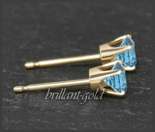 Preview: Ohrstecker 585 Gold Topas blau 4,5,6,7mm